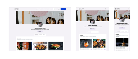 Example of QR Flow microsite in different screen sizes
