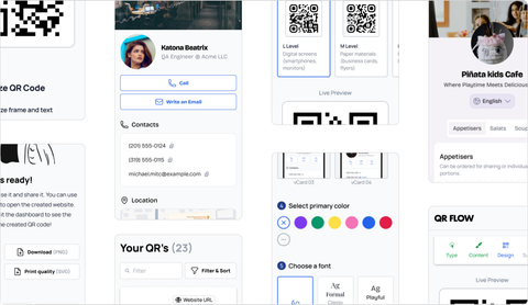 Collage of QR Flow's different screens