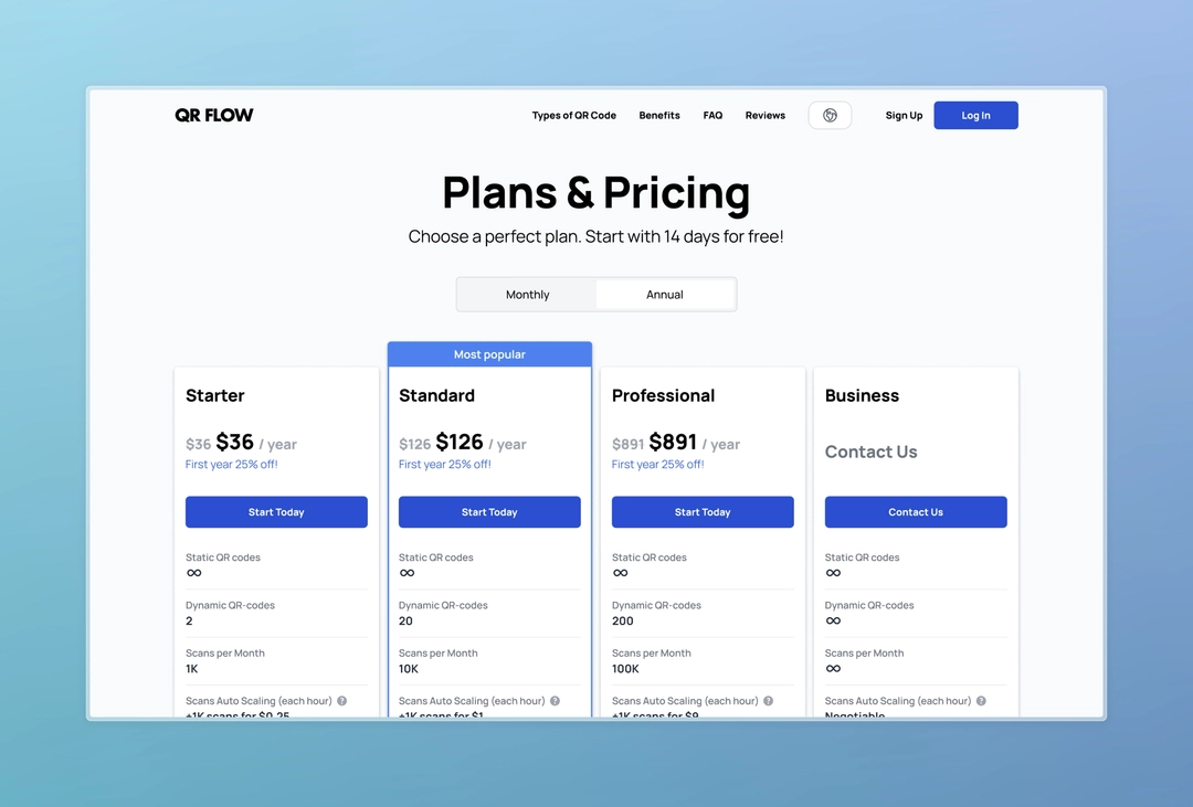 Landing — Pricing Page
