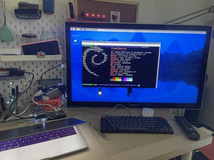Image of Raspberry Pi 5 connected to a monitor
